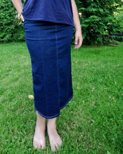Riflová úzká suknì v pase do gumy  - zvìtšit obrázek